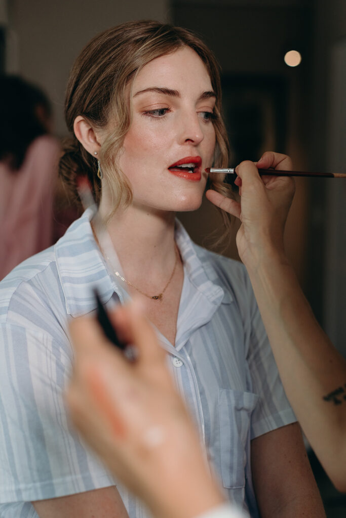 2025 bride gets hair and makeup ready for her wedding day